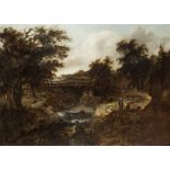 Manner of Jacob Salomonsz van Ruysdael (1629-1681) Figures in a wooded riverine landscape oil on