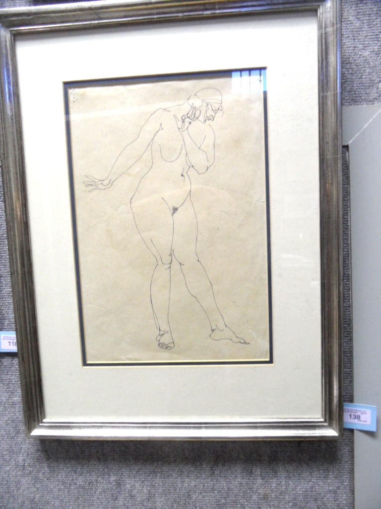 Henri Gaudier-Brzeska (1891-1915) Standing Nude pen and black ink 37 cm by 25 cm; 14 ½ in by 10 - Image 2 of 6