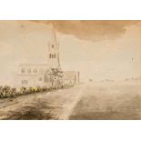 English school (early 19th century) Witney parish church watercolour over pen and ink 19.5 cm by