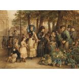 ADRIEN JOSEPH VERHOEVEN-BALL (1824-1882) THE FLOWER SELLER signed and dated l.l.: A.J. Verhoeven