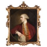 *ATTRIBUTED TO ROBERT EDGE PINE (1730-1788) PORTRAIT OF DR RICHARD GUY half length, in a red coat,