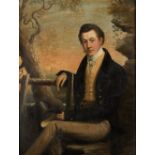 *SCOTTISH SCHOOL (19TH CENTURY) HALF LENGTH PORTRAIT OF JAMES METCALFE SEATED IN A LANDSCAPE with