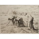 JEAN-FRANCOIS MILLET (1814-1875) LES GLANEUSES etching, circa 1855, on laid paper, with margins