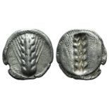 Southern Lucania, Metapontion, c. 540-510 BC. AR Stater (23mm, 7.72g, 12h). Barley ear. R/ Incuse