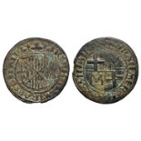 South Italy, Aragonese rule(?). Æ Tessera (26mm, 3.62g, 9h). Crowned arms. R/ Cross; crosses and