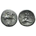 Southern Apulia, Tarentum, c. 280-272 BC. AR Nomos (21mm, 6.38g, 9h). Youth on horseback r.,