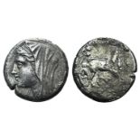 Sicily, Syracuse. Philistis (275-215 BC). AR 5 Litrai (17mm, 3.83g, 1h). Diademed and veiled head of