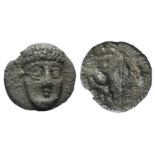 Campania, Phistelia, c. 325-275 BC. AR Obol (9mm, 0.49g, 6h). Male head facing slightly r. R/