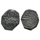 Italy, Sicily, Messina or Bari. Ruggero II (King, 1130-1140). Æ Follaro (14mm, 1.12g). Bust of