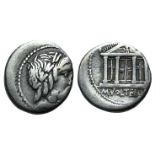 M. Volteius M.f., Rome, 78 BC. AR Denarius (17mm, 3.89g, 9h). Laureate head of Jupiter r. R/