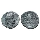 Augustus (27 BC-AD 14). AR Denarius (18mm, 3.59g, 5h). Tarraco, c. 20/19-17/6 BC. Laureate head r.