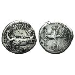 Mark Antony, Patrae(?), Autumn 32-spring 31 BC. AR Legionary Denarius (17mm, 3.42g, 6h).