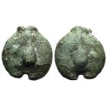 Anonymous, Rome, c. 270 BC. Cast Æ Uncia (26mm, 21.73g, 12h). Barley-grain; pellet to l. R/ Barley-