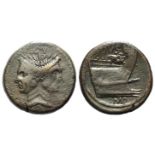 Sextus Pompey, Sicilian mint, 43-36 BC. Æ As (30mm, 18.34g, 12h). Laureate head of Janus with