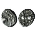 Celtic, Central Gaul. Lingones, Kaletedes, c. 120/00-50 BC. AR Quinarius (12mm, 1.94g, 3h).