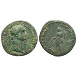 Domitian (81-96). Æ As (29mm, 10.96g, 6h). Rome, AD 87. Laureate head r. R/ Fortuna standing l.,