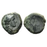 Sicily, Herbita, c. 344/39-337/0 BC. Æ Hemilitron(?) (16mm, 4.45g, 9h). Female head r. R/ Youth