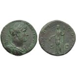 Hadrian (117-138), Sestertius, Rome, AD 119-122; AE (g 24,94; mm 33; h 6); [IMP CAESAR TRAIA]N -