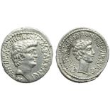 M. Antonius and C. Caesar Octavianus with M. Barbatius, Denarius, Mint moving with Antonius, 41