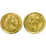 Burgundians or Franks, Uncertain King, Solidus struck in the name of Valentinian III (425-455),