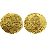 Constantinus V with Leon IV (741-775), Solidus, Syracuse, AD 751-775; AV (g 3,81; mm 19; h 12);