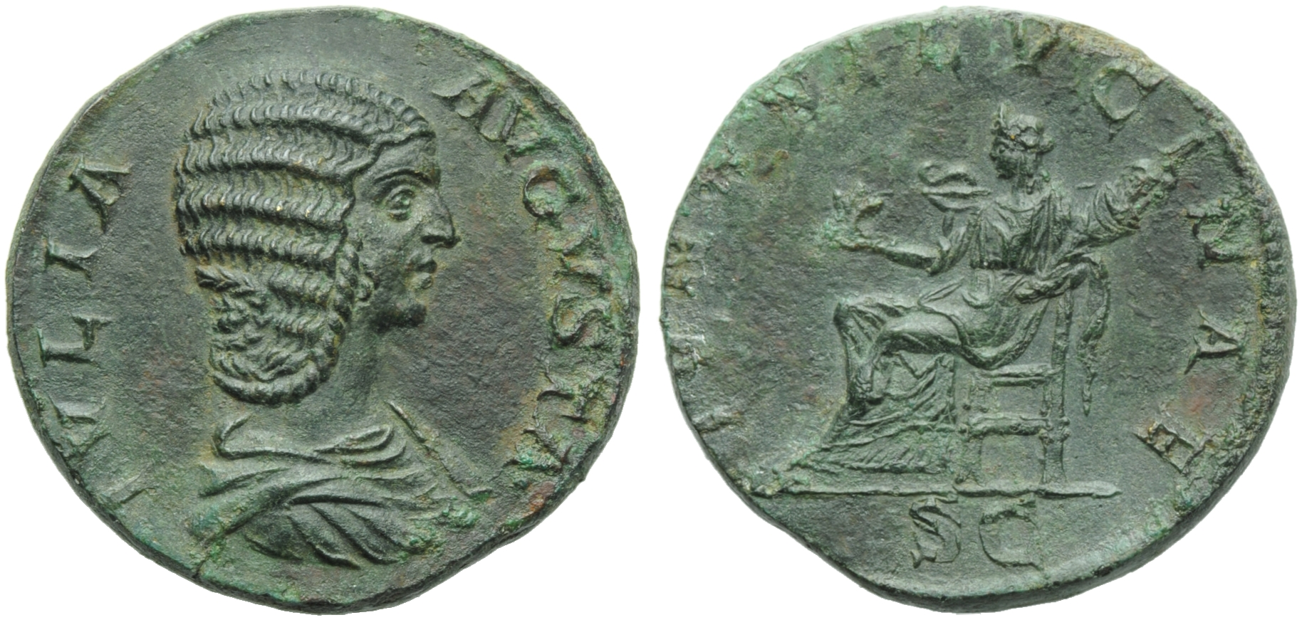 Julia Domna (Septimius Severus, 193-211), Sestertius, Rome, AD 196-211; AE (g 22,86; mm 31; h 12);