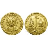 Constantine VII with Romanus II (913-959), Solidus, Constantinople, AD 945-959 ; AV (g 4,36; mm