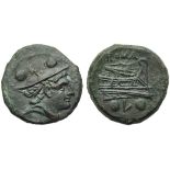 Anonymous (third L series), Sextans, Luceria, 214-212 BC; AE (g 10,73; mm 25; h 11); Draped bust