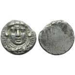 Etruria, Populonia, 20 Units, c. 300-250 BC; AR (g 7,31; mm 20; h -); Young head of Herakles facing,