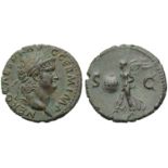 Nero (54-68), As, Rome, c. AD 65; AE (g 10,32; mm 27; h 6); NERO CAESAR AV - G GERM IMP, laureate