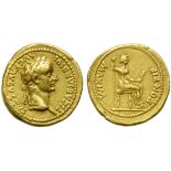 Tiberius (14-37), Aureus, Lugdunum, c. AD 14-37; AV (g 7,65; mm 20; h 3); TI CAESAR DIVI - AVG F