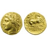 Sicily, Syracuse, Hiketas (288-278), 60 Litrai or Decadrachm, c. 288-278 BC; AV (g 4,28: mm 15; h