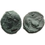 Sicily, Piakos, Onkia, c. 425-420 BC; AE (g 0,96; mm 10; h 5); PIAK, laureate head of river-god