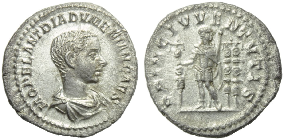 Diadumenian, as Caesar (Macrinus, 217-218), Denarius, Rome, AD 217-218; AR (g 2,72; mm 20; h 12);