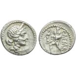 C. Julius Caesar, Denarius, Africa, 47-46 BC; AR (g 3,96; mm 20; h 6); Diademed head of Venus r.,