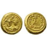 Heraclius with Heraclius Costantinus (610-641), Solidus (smaller module), Carthage, AD 618-619;