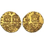 Constantinus V with Leon IV (741-775), Solidus, Syracuse, AD 751-775; AV (g 3,77; mm 20; h 6);