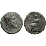 Bruttium, Lokroi Epizephyrioi, Nomos, c. 350 BC; AR (g 6,62; mm 21; h 3); Laureate head Zeus r.;