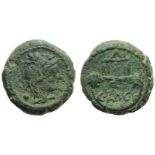 Uncertain Italic mint (Paestum ?), Bronze, 2nd century BC; AR (g 3,03; mm 14; h 12) ; Head of