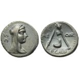 P. Sulpicius Galba, Denarius, Rome, 69 BC; AR (g 3,78; mm 18; h 5); Head of Vesta r., wearing