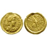 Honorius (393-423), Tremissis, Milan, AD 408-421 ; AV (g 1,25; mm 14; h 12); D N HONORI - VS P F