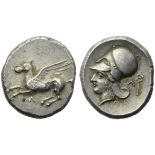 Akarnania, Leukas, Stater, c. 435-380 BC; AR (g 8,57; mm 20; h 6); Pegasos flying l.; below, ?,