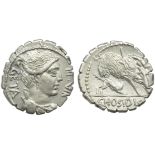 C. Hosidius C.f. Geta, Denarius serratus, Rome, 68 BC; AR (g 3,70; mm 19; h 8); Draped bust of Diana