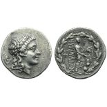 Aeolis, Myrina, Drachm, c. 155-145 BC; AR (g 3,88; mm 19; h 12); Laureate head of Apollo r., Rv.