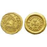 Lombards in Tuscany, Pseudo-Imperial Coinage, Tremissis, c. AD 620-700; AV (g 1,45; mm 12; h 7); ??