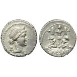 C. Julius Caesar, Denarius, Spain, 46-45 BC; AR (g 3,85; mm 19; h 2); Diademed head of Venus r.;