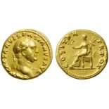 Vespasian (69-79), Aureus, Rome, AD 69-70; AV (g 7,29; mm 18; h 7); IMP CAESAR VESPASIANVS AVG,