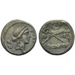 Q. Sicinius, Denarius, Rome, 49 BC; AR (g 3,77; mm 17; h 11); Diademed head of Fortuna Populi Romani