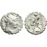 C. Poblicius Q.f., Denarius serratus, Rome, 80 BC; AR (g 3,59; mm 19; h 10); Helmeted and draped