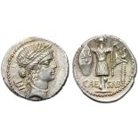 C. Julius Caesar, Denarius, Mint moving with Caesar, 48-47 BC; AR (g 4,16; mm 20; h 9); Female